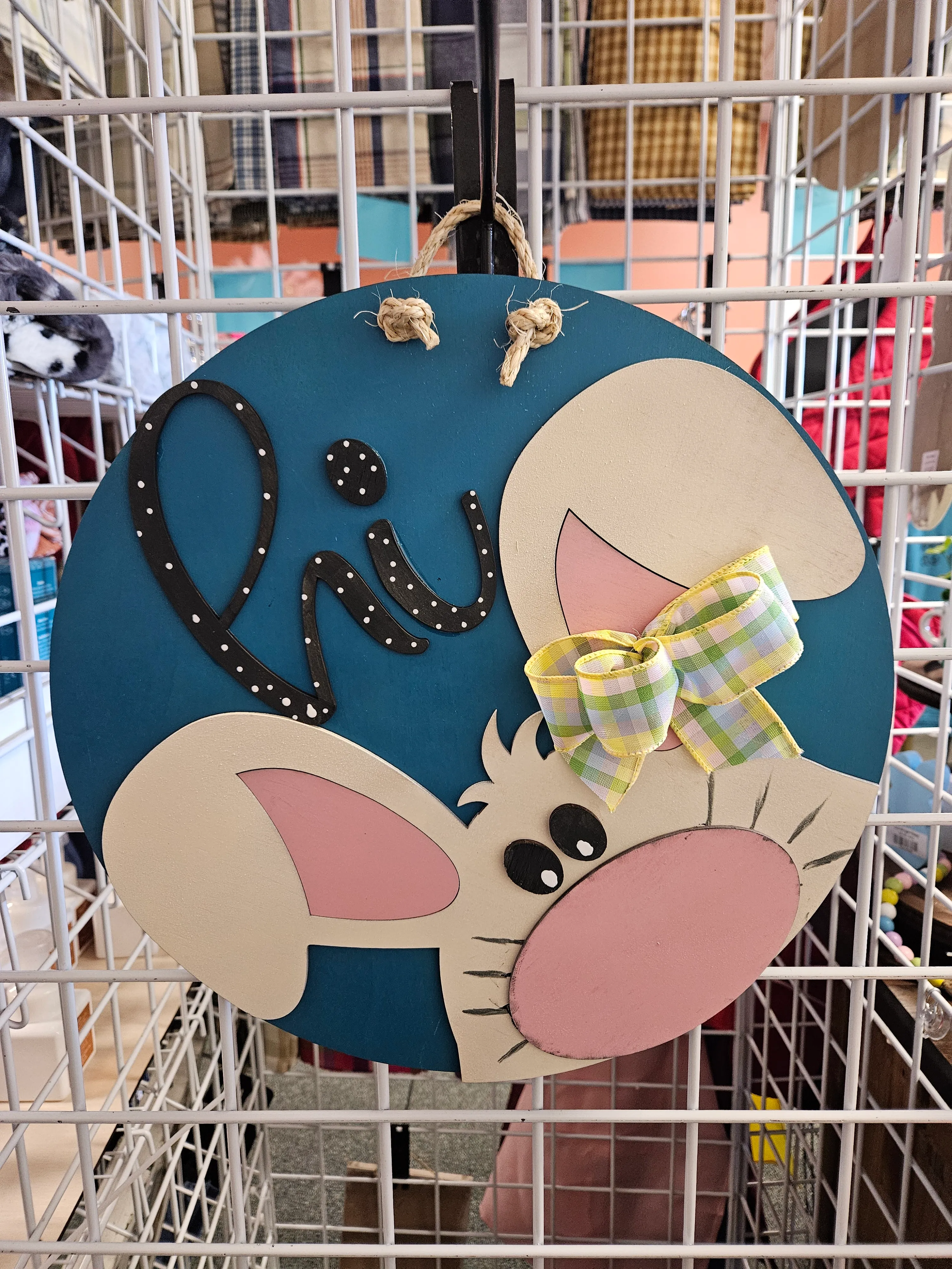 🐰 Wooden “Hi” Bunny Door Sign