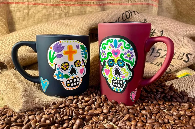 💀☕ Sugar Skull Mugs with Art by Jacquelyn Bader 🎨